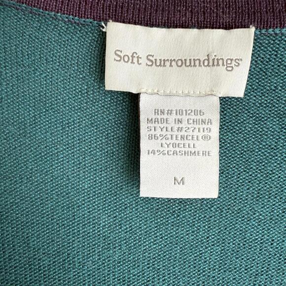 SOFT SURROUNDINGS Teal Long Sleeve‎ Round Neck Ladies Cashmere Blend Tunic, M - Picture 3 of 5
